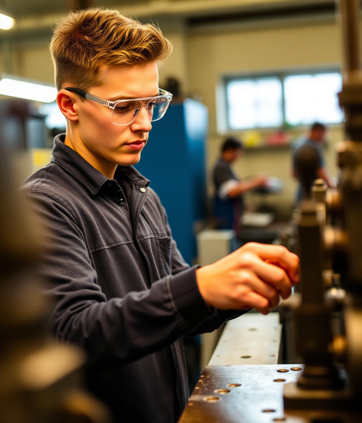 Young apprentice in a German vocational workshop